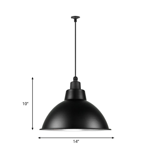 Industrial Style Black Metal Pendant Lighting 1 Head Bowl Suspension Light 12/14/15 Width