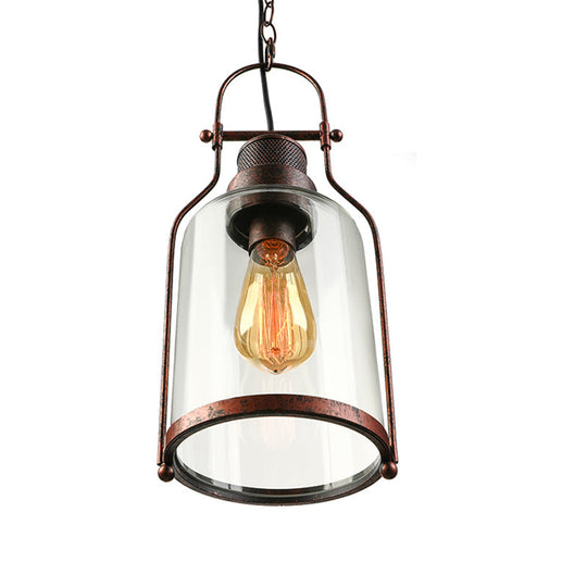 Farmhouse Mason Jar Pendant Ceiling Light with Clear Glass - Black/Rust Finish