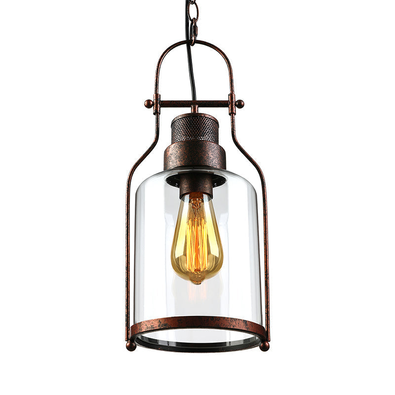 Farmhouse Mason Jar Pendant Ceiling Light with Clear Glass - Black/Rust Finish