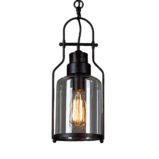 Farmhouse Mason Jar Pendant Ceiling Light with Clear Glass - Black/Rust Finish