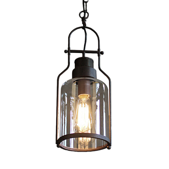 Farmhouse Mason Jar Pendant Ceiling Light with Clear Glass - Black/Rust Finish