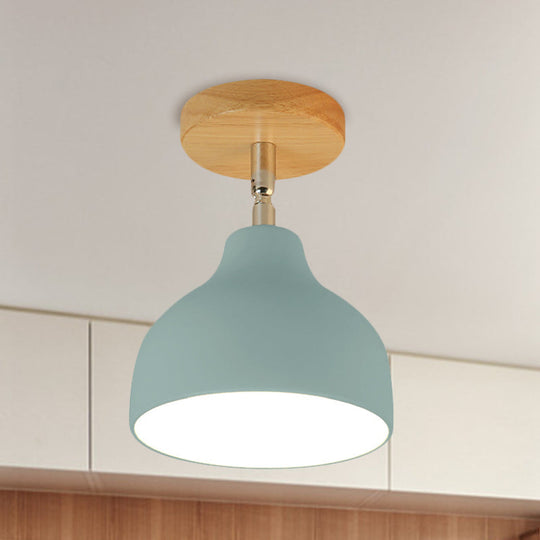 Modernist Adjustable Ceiling Mounted Flush Light With Metal Dome - White/Pink 1 Bulb Blue