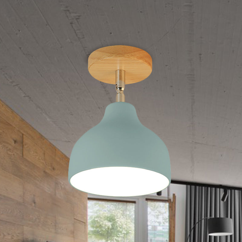 Modernist Adjustable Ceiling Mounted Flush Light With Metal Dome - White/Pink 1 Bulb