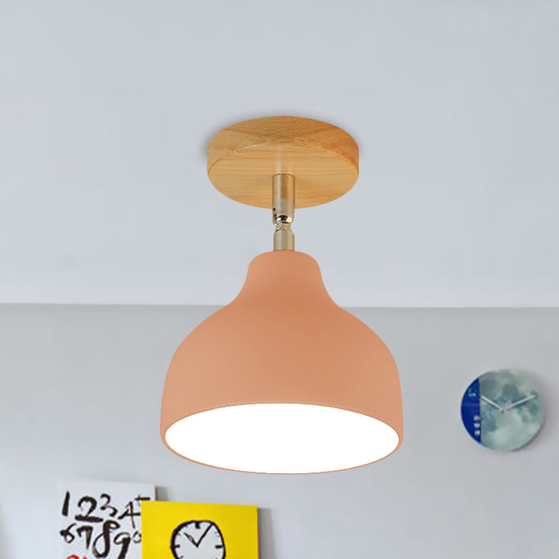 Modernist Adjustable Ceiling Mounted Flush Light with Metal Dome - White/Pink, 1 Bulb