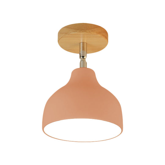 Modernist Adjustable Ceiling Mounted Flush Light with Metal Dome - White/Pink, 1 Bulb