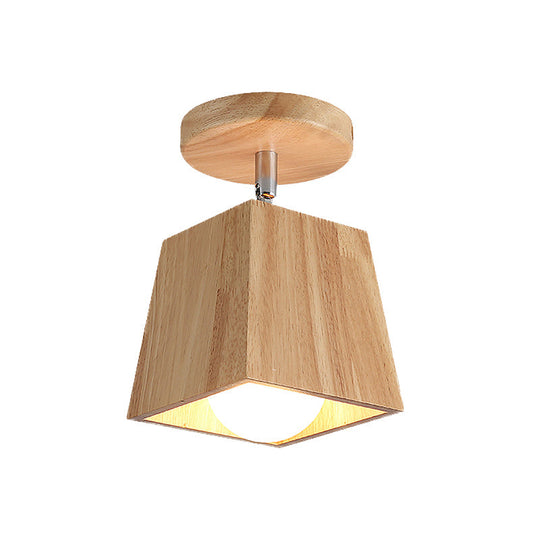 Modern Wood Ceiling Mounted Rotatable Square Foyer Semi Flush Light Fixture