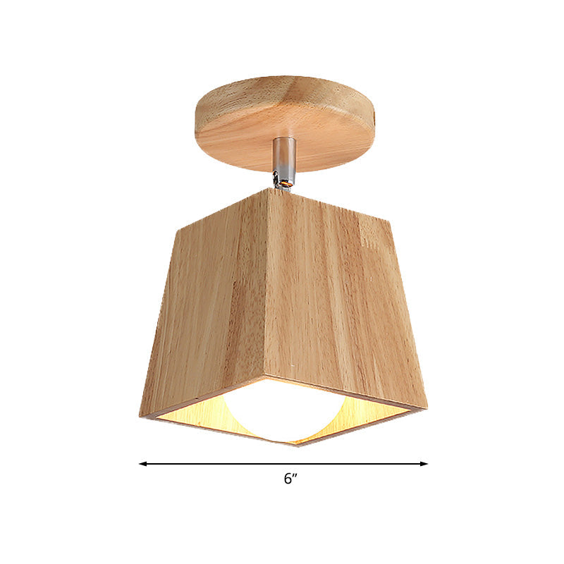 Modern Wood Ceiling Mounted Rotatable Square Foyer Semi Flush Light Fixture