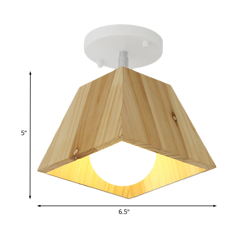 Modern Trapezoid Pendant Light - 1/2/3-Head Wooden Ceiling Fixture in White Finish