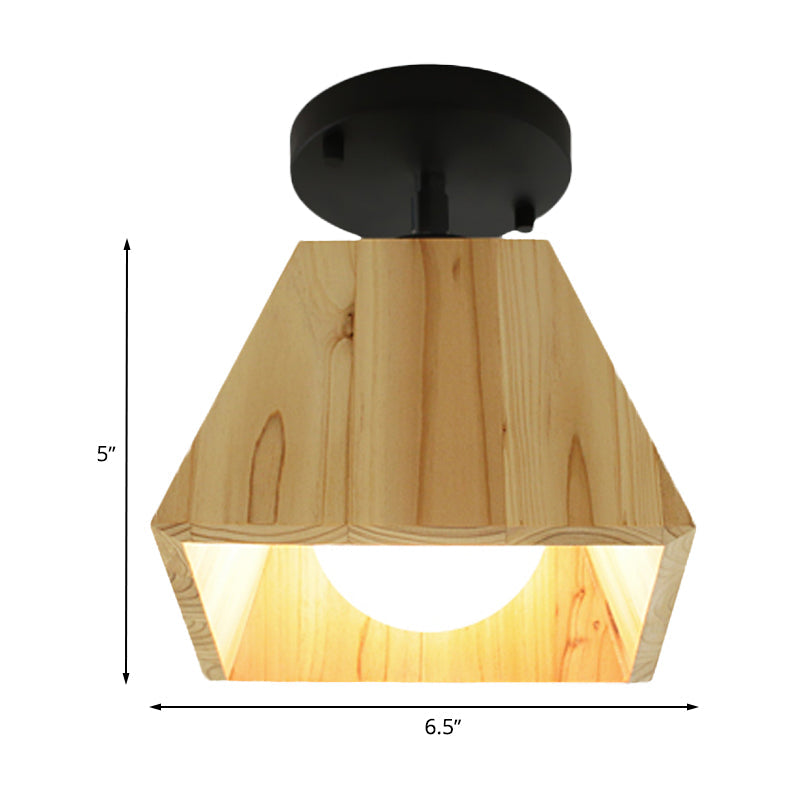 Sleek Wooden Trapezoid Semi Mount Lighting - Modern Style for Bedroom Ceiling (1/2/3 Lights)