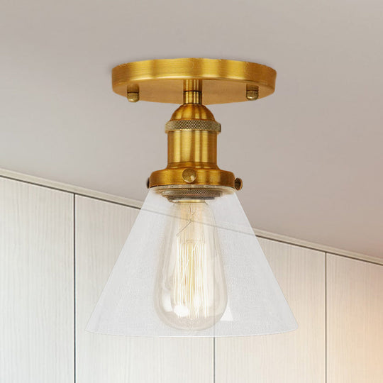 Industrial Clear Glass Semi Flush Mount in Black/Bronze/Copper