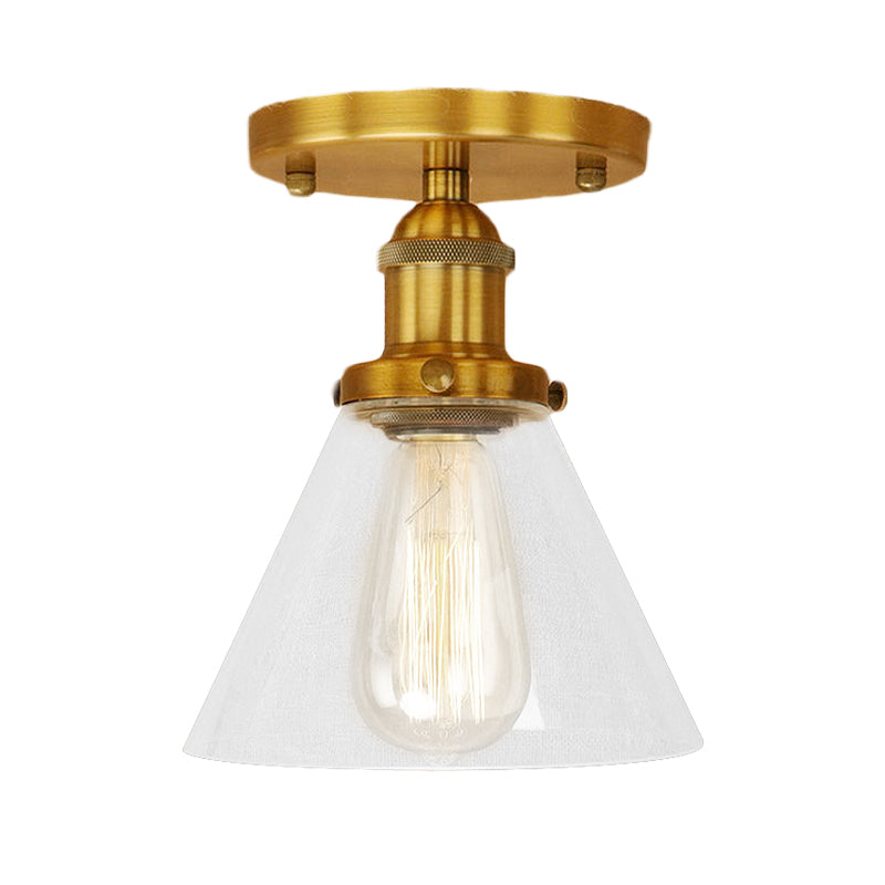 Industrial Clear Glass Semi Flush Mount in Black/Bronze/Copper