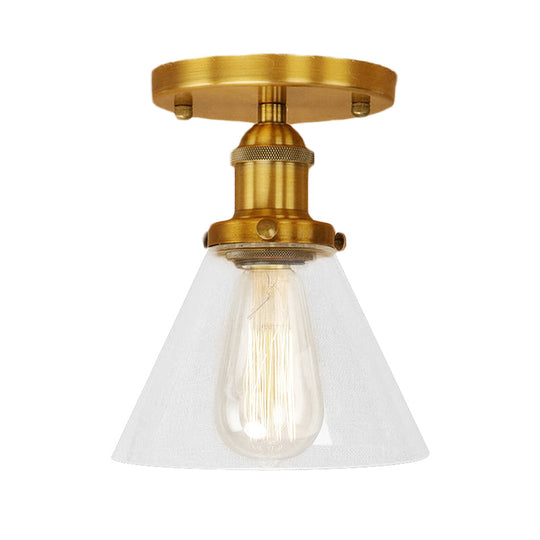 Industrial Clear Glass Semi Flush Mount In Black/Bronze/Copper