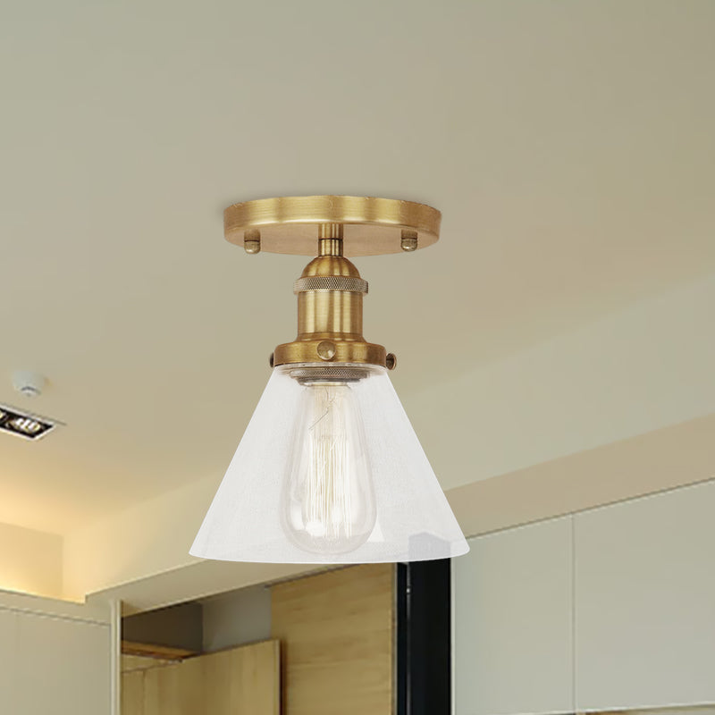 Industrial Clear Glass Semi Flush Mount in Black/Bronze/Copper