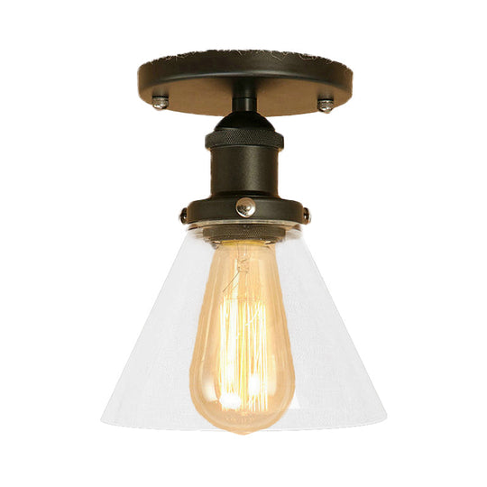 Industrial Clear Glass Semi Flush Mount in Black/Bronze/Copper