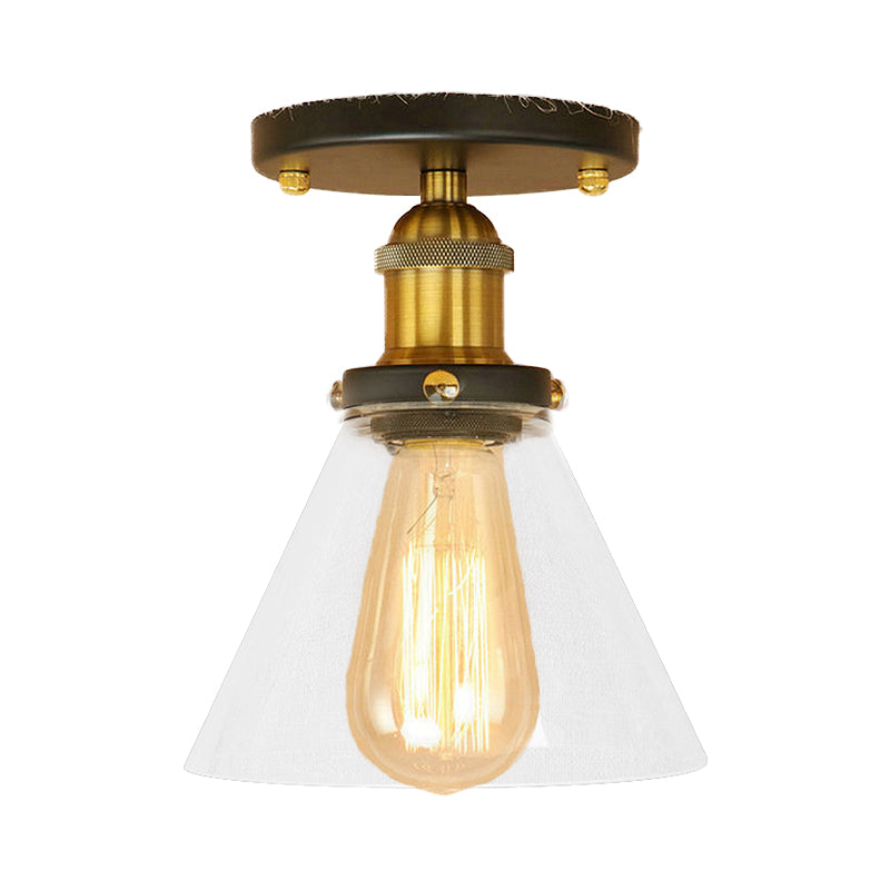 Industrial Clear Glass Semi Flush Mount in Black/Bronze/Copper