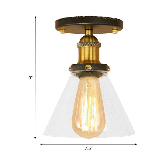 Industrial Clear Glass Semi Flush Mount in Black/Bronze/Copper