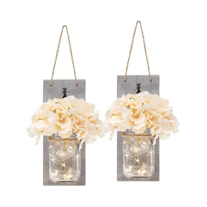 White Flower Hanging Wall Light With Clear Glass Shade String - 2 Pack For Hallways