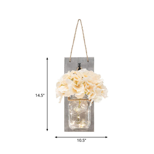 White Flower Hanging Wall Light With Clear Glass Shade String - 2 Pack For Hallways