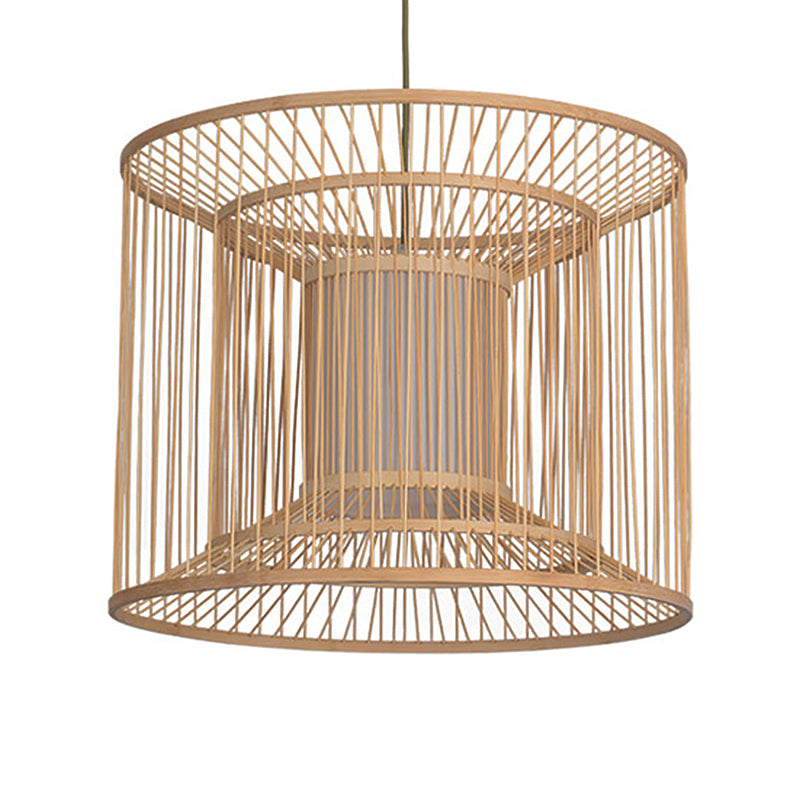 Bamboo Pendant Lamp: Asian Style 1-Light Hanging Fixture For Dining Room (14/16 Wide)