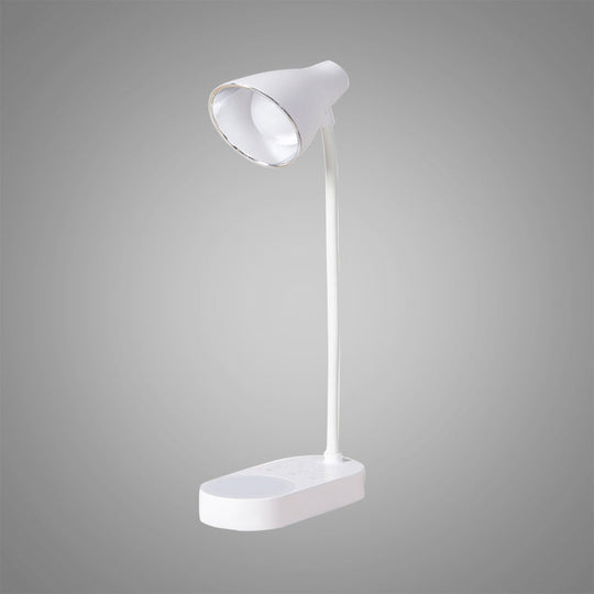 White Led Desk Lamp With 5-Level Dimmer Touch Sensor Usb Charging - Perfect For Studying