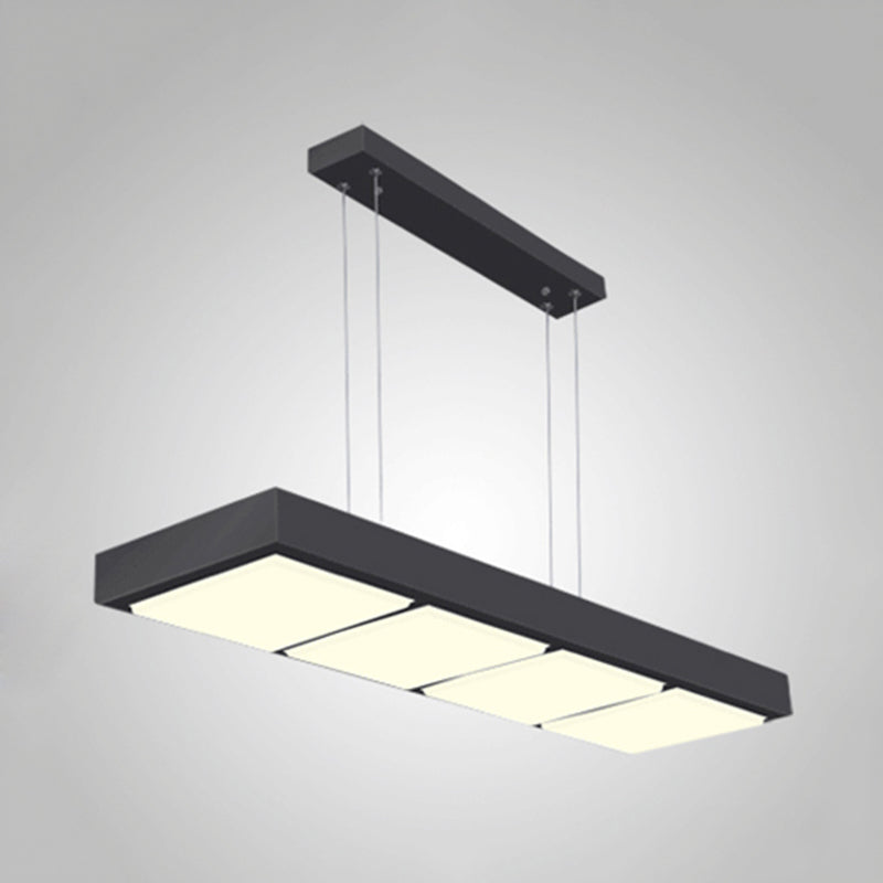 Modern Metal Rectangular Island Lamp With 3/4/5 Lights In Black/White - Office Hanging Light