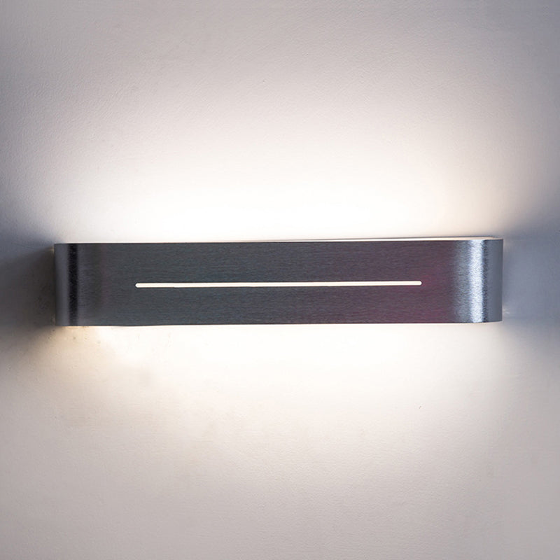 11/15 Modern Led Wall Washer Light - Silver Rectangular Sconce Fixture With Aluminum Shade