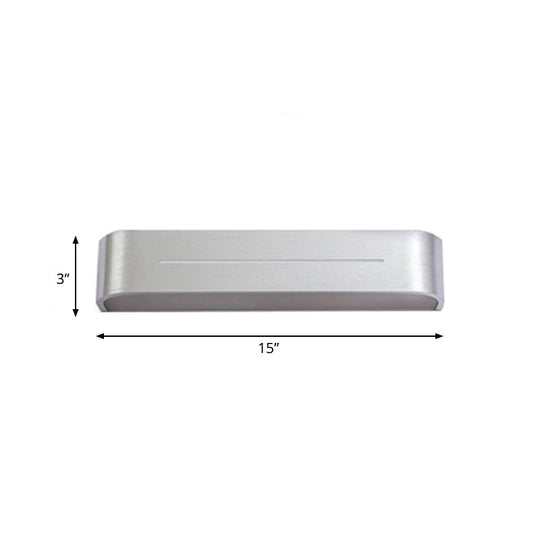 11/15 Modern Led Wall Washer Light - Silver Rectangular Sconce Fixture With Aluminum Shade