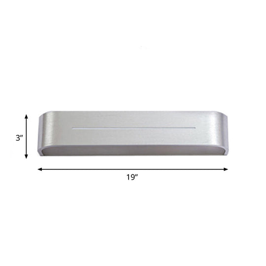 11/15 Modern Led Wall Washer Light - Silver Rectangular Sconce Fixture With Aluminum Shade