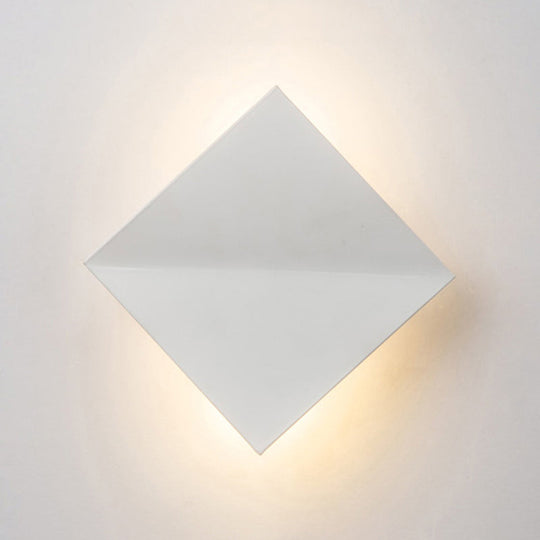 Stylish Curved Wall Sconce With Acrylic Squared Shade: Warm/White Led Bedroom Lamp White /