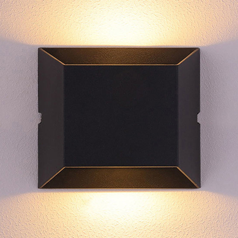 Simple Style Matte Black Led Wall Sconce Lamp With Metallic Squared Shade - Warm/White Lighting For