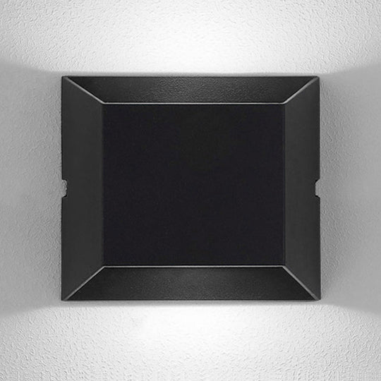 Simple Style Matte Black Led Wall Sconce Lamp With Metallic Squared Shade - Warm/White Lighting For