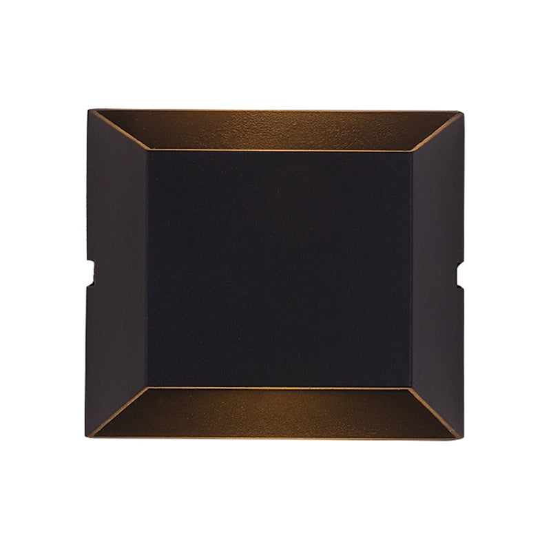 Simple Style Matte Black Led Wall Sconce Lamp With Metallic Squared Shade - Warm/White Lighting For