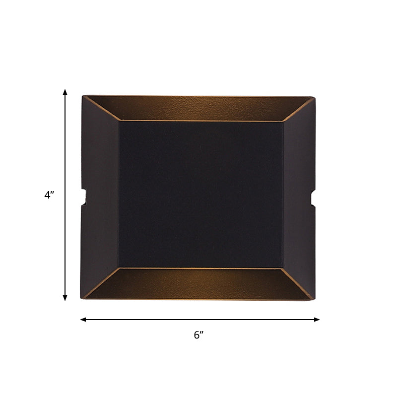 Simple Style Matte Black Led Wall Sconce Lamp With Metallic Squared Shade - Warm/White Lighting For