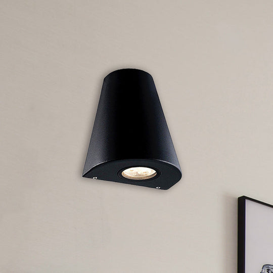 Modernist Led Wall Sconce With Aluminum Shade - Black/Gray Tapered Design For Porch Warm/White