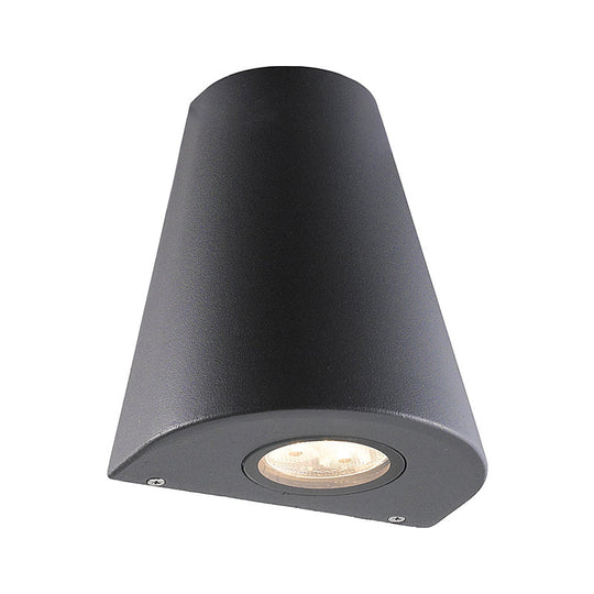 Modernist Led Wall Sconce With Aluminum Shade - Black/Gray Tapered Design For Porch Warm/White