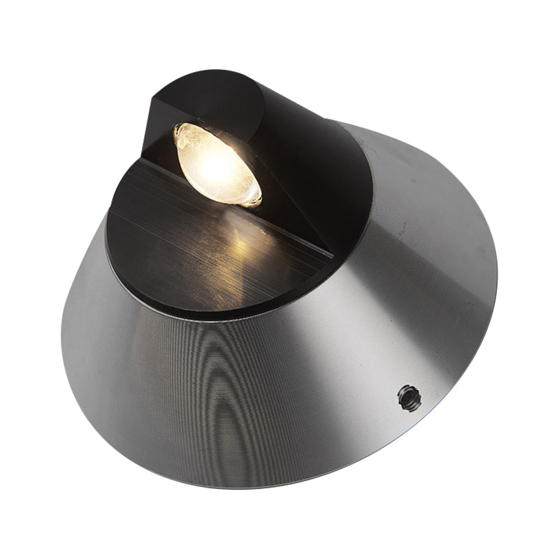 Contemporary Round Wall Light In Black - Aluminum Warm/White 1-Light Corridor Sconce Fixture