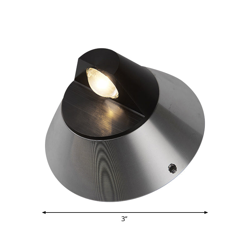 Contemporary Round Wall Light In Black - Aluminum Warm/White 1-Light Corridor Sconce Fixture