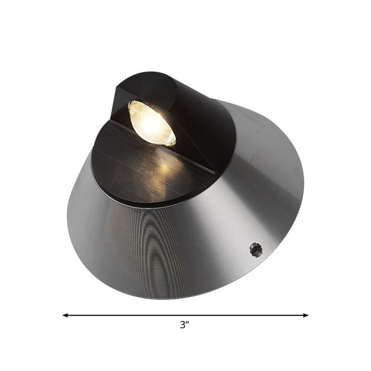 Contemporary Round Wall Light In Black - Aluminum Warm/White 1-Light Corridor Sconce Fixture