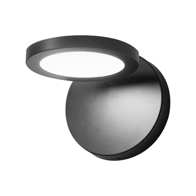 Modern Black Circular Led Wall Lamp With White/Warm Lighting And Stylish Acrylic Sconce