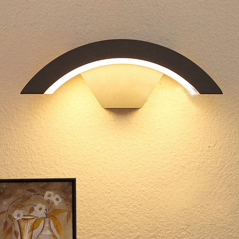 Modern Arc Wall Sconce - Acrylic Integrated Led Bedroom Lamp In Black With Adjustable Warm/White