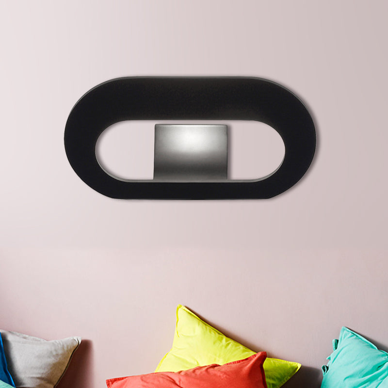 Simple Stylish Oval Shade Wall Lamp With Warm/White Led Lighting In Black/Grey