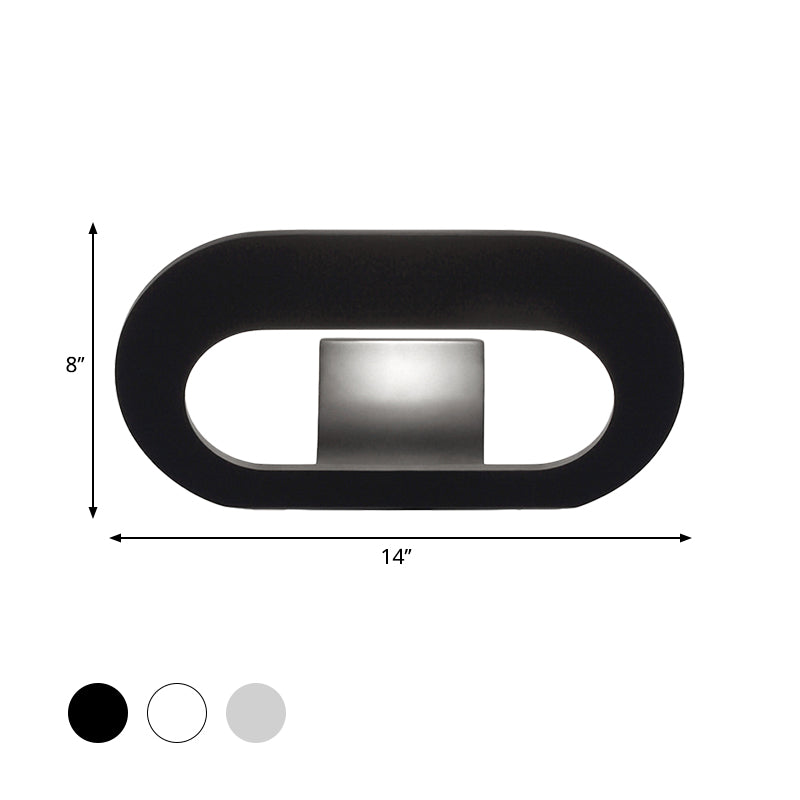 Simple Stylish Oval Shade Wall Lamp With Warm/White Led Lighting In Black/Grey