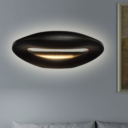 Modern Smiling Face Led Wall Lamp For Corridors - Black/White