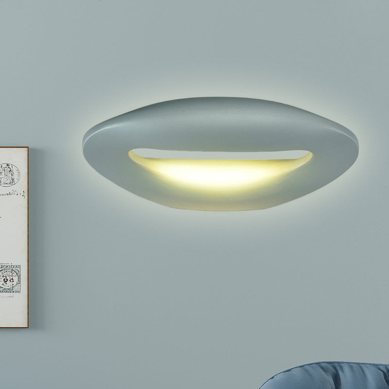 Modern Smiling Face Led Wall Lamp For Corridors - Black/White