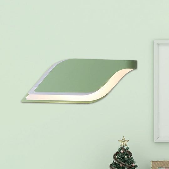 Nordic Metal Leaf Wall Lamp: Yellow/Grey/Green 1-Light Sconce Fixture