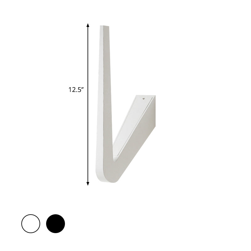 V-Shaped Led Wall Lamp Contemporary Style For Corridor Black/White Warm/White Light