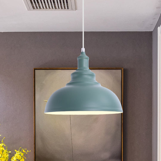 Industrial Style Hanging Pendant Lamp - Stylish Pink/Yellow Bulb Bowl Fixture for Living Room