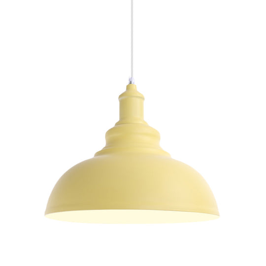 Industrial Style Hanging Pendant Lamp - Stylish Pink/Yellow Bulb Bowl Fixture for Living Room