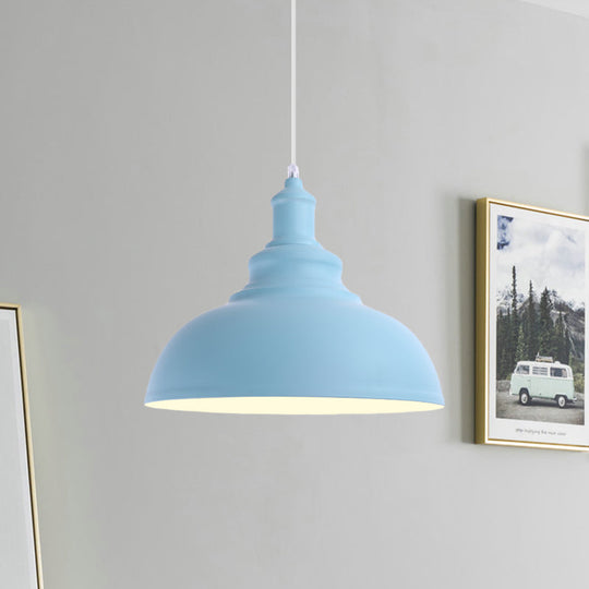 Industrial Style Hanging Pendant Lamp - Stylish Pink/Yellow Bulb Bowl Fixture for Living Room