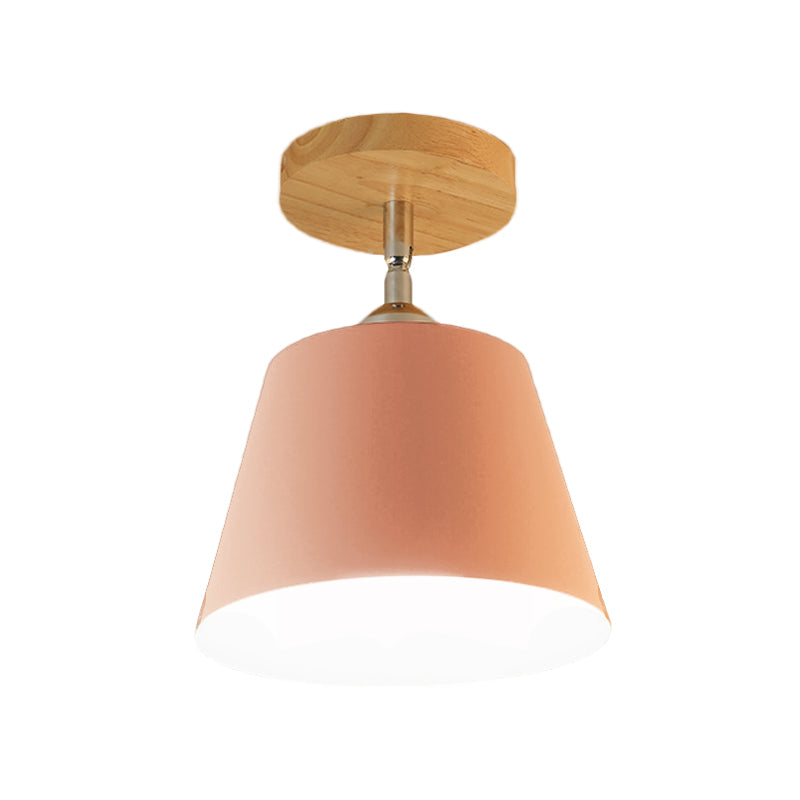 Modern Gray/Pink Metal and Wood Adjustable Ceiling Pendant Light